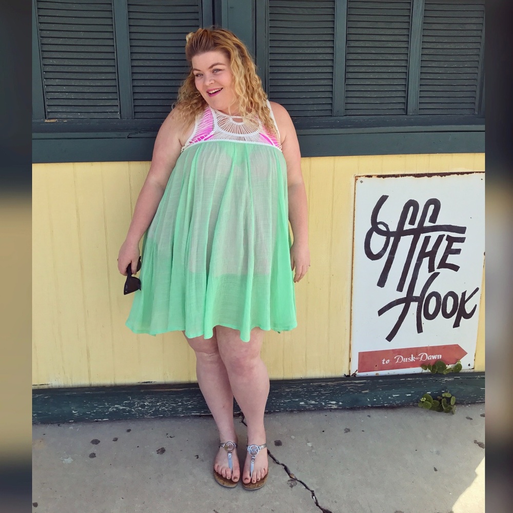Bohemian Seafoam Green A-Line Swim Beach Dress XL